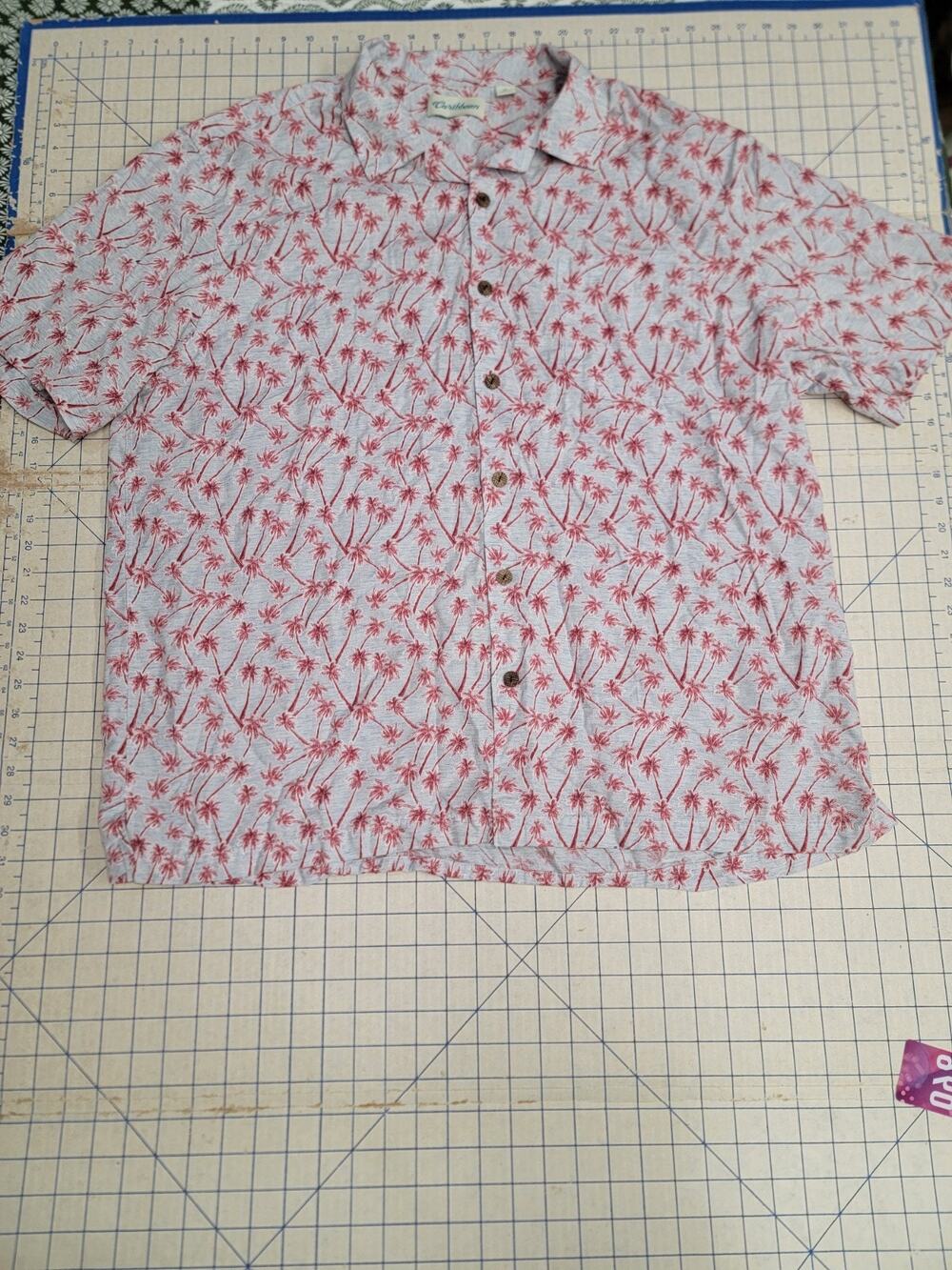 Roundtree & Yorke Caribbean Palm Tree Print Short Sleeve Shirt XL MSRP $69.50